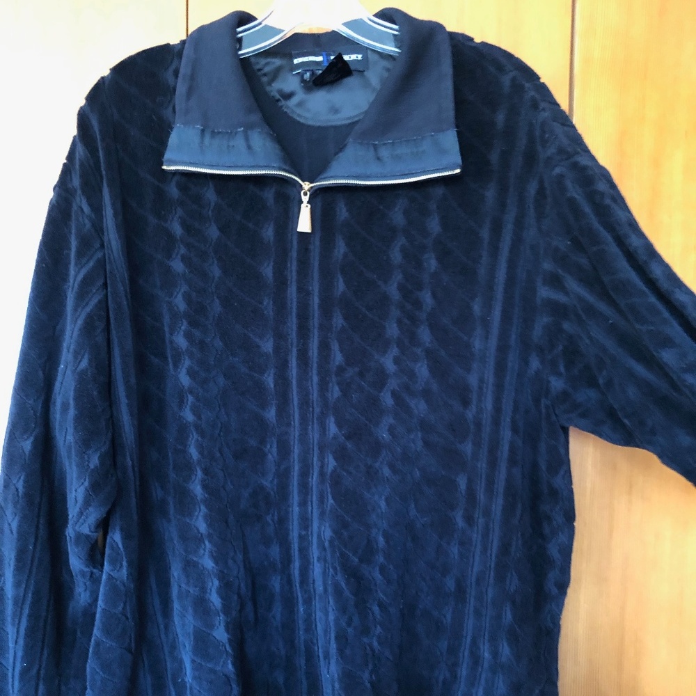 Vintage Escada Sport - L Black Velour zip